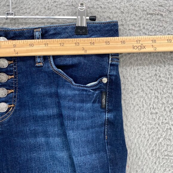 Silver Jeans Womens 30 Suki Slim Boot Blue Dark Wash Denim Button Fly Stretch - Picture 8 of 12